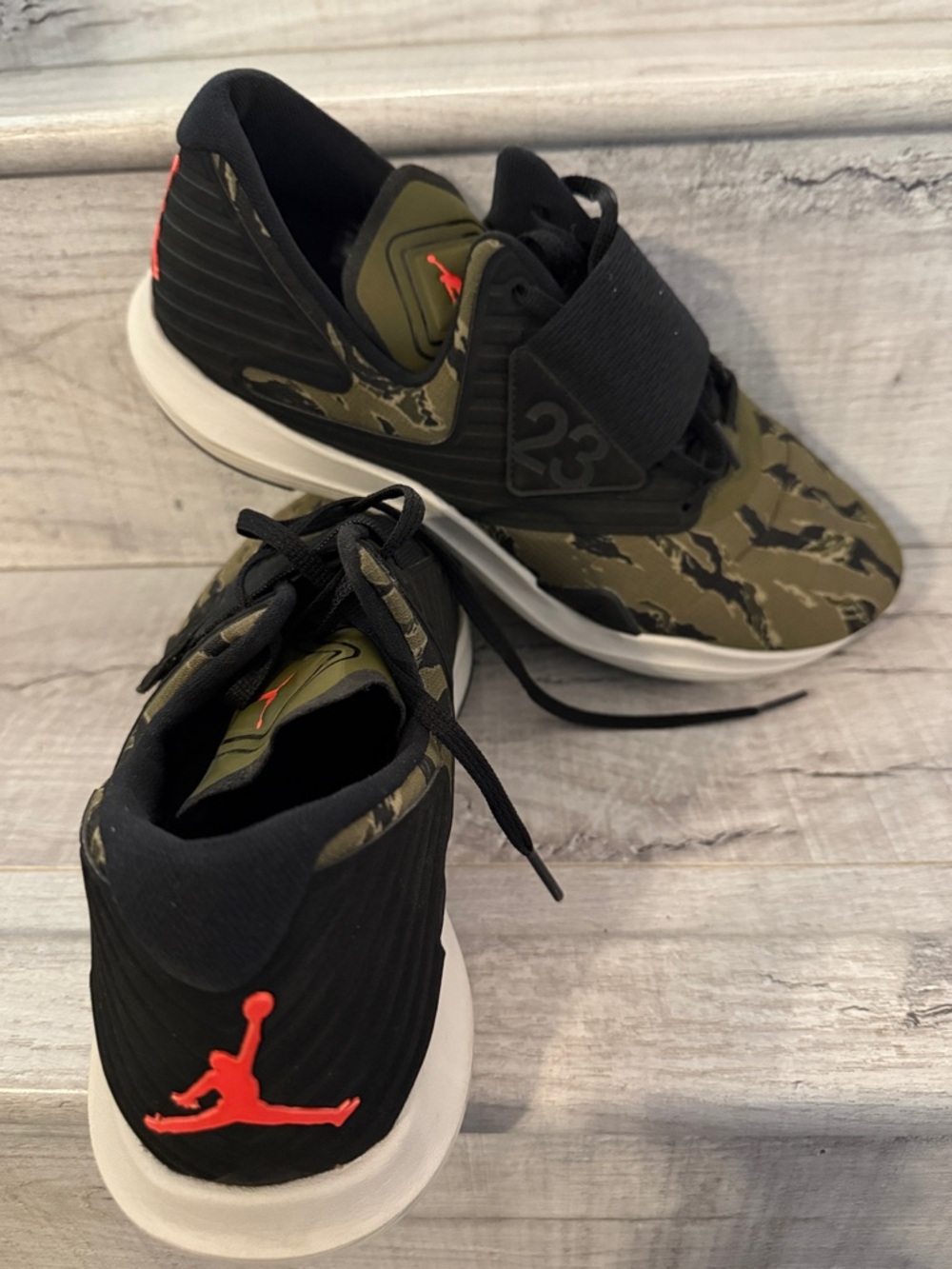 Nike Jordan Men’s Camouflage Strap Sneakers - Olive/Black/Red